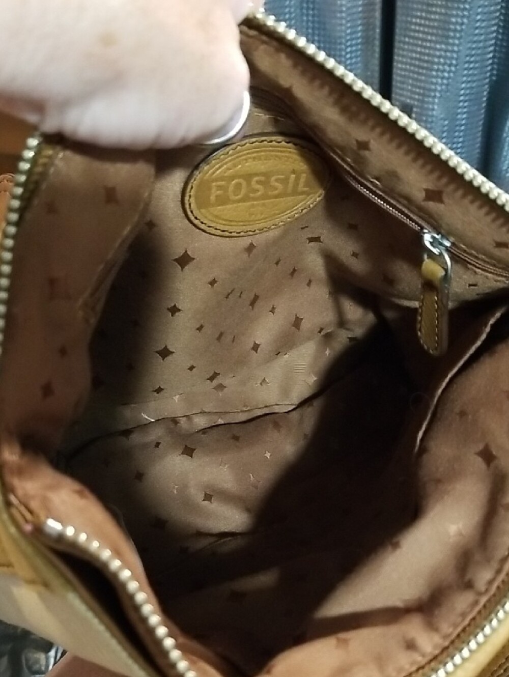 Fossil Cream and Brown Canvas Crossbody Bag - Picture 7 of 7